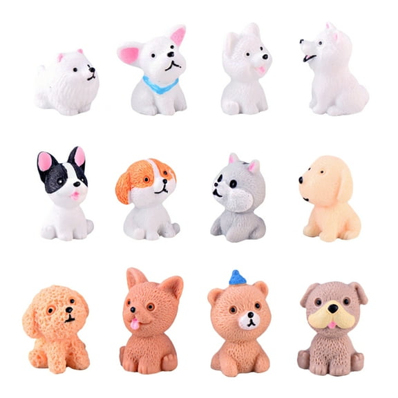 Dog Figurines Mini Puppy Garden Miniature Toys Figures Animal Fairy Cake Resin Animals Kids Dogs Statue Topper Small