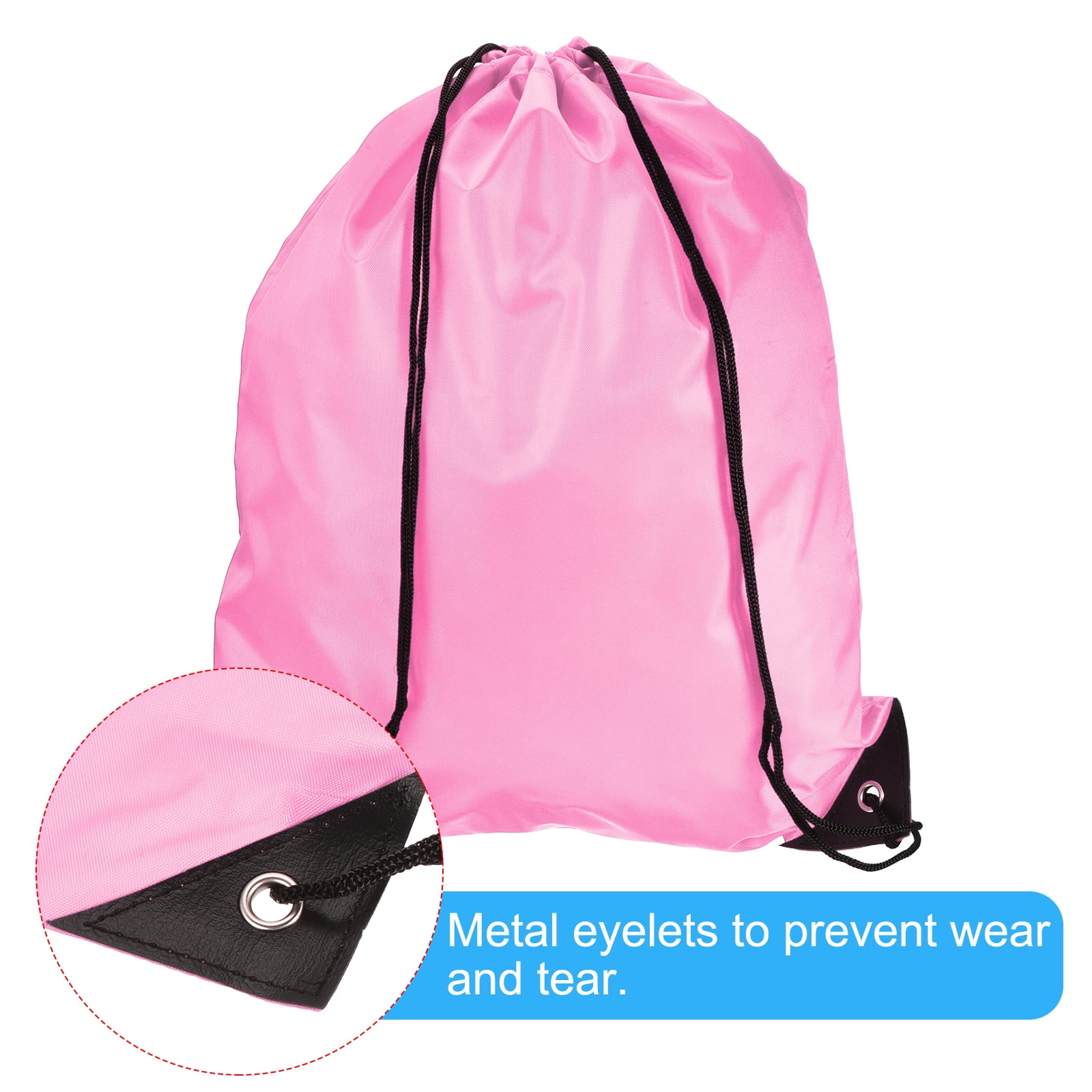 Unique Bargains Nylon Drawstring Bag Cinch Backpack Pink for Small