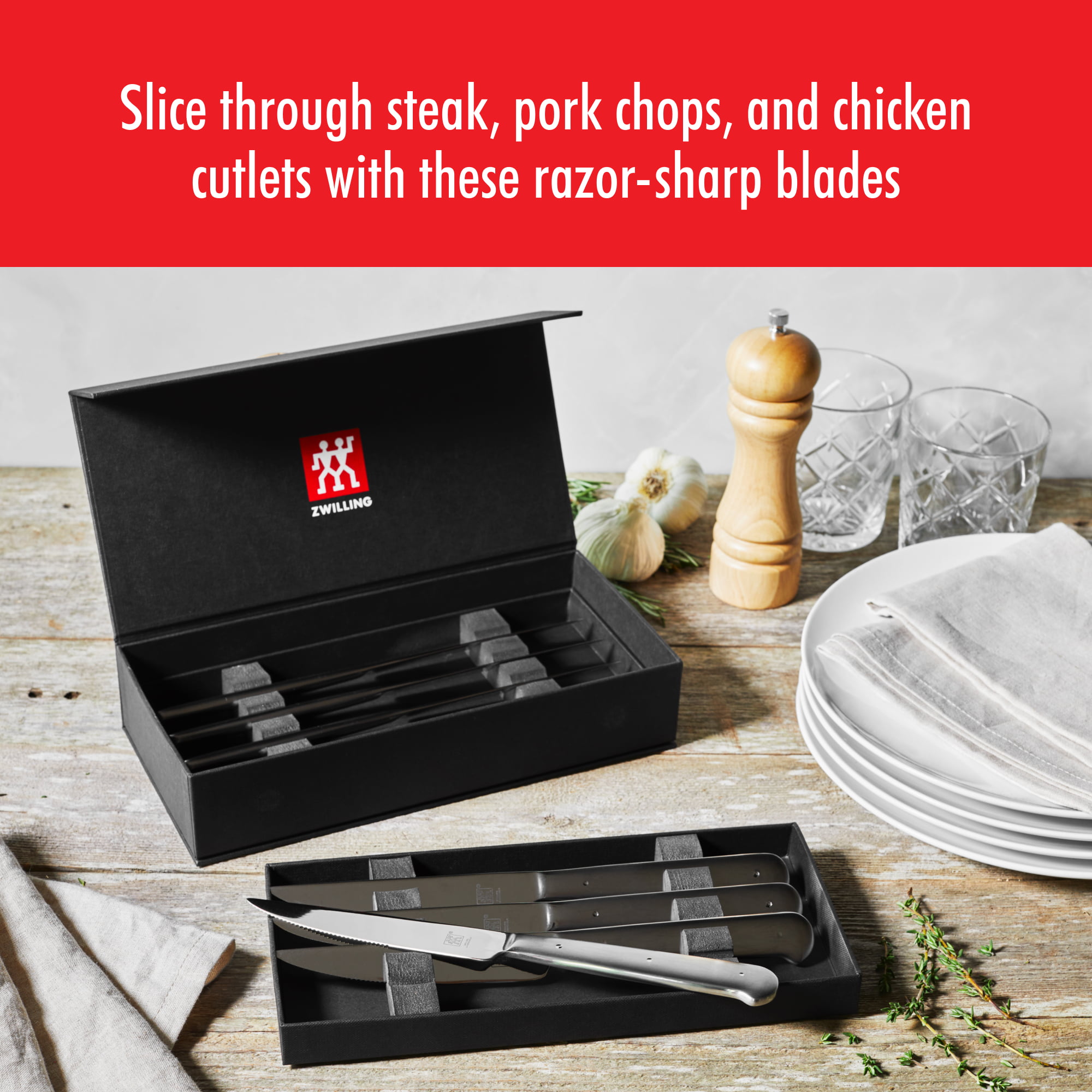 Zwilling JA Henckels Stainless Steel Porterhouse Steak Knife Set - Le  Cookery