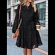 thumbnail image 4 of Vestidos de Otoño 2025 de Larga para Mujer, Minivestido Informal de Corte A con Botones y Cinturón, para Otoño e Invierno. Negro L, 4 of 10