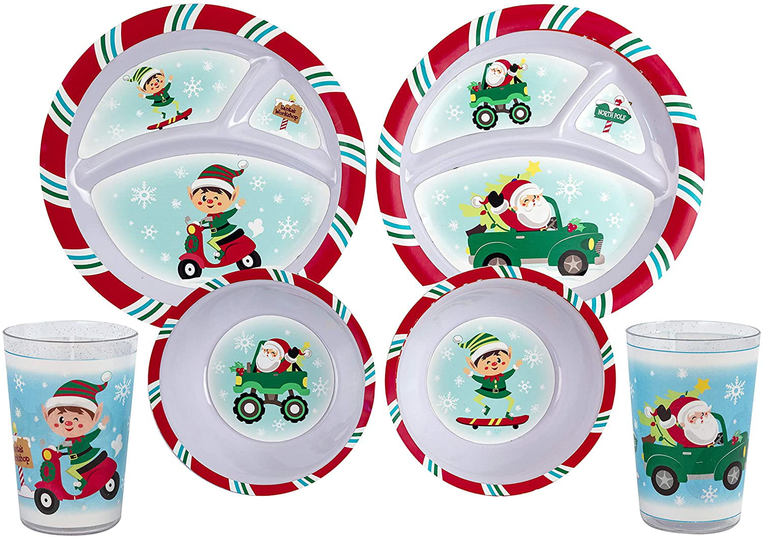 Christmas Santa Pants 8.25 inch Melamine Plates Set of 4 