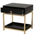 thumbnail image 2 of Baxton Studio Melosa Modern Glam and Luxe Black Finished Wood and Gold Metal 1-Drawer End Table, 2 of 7