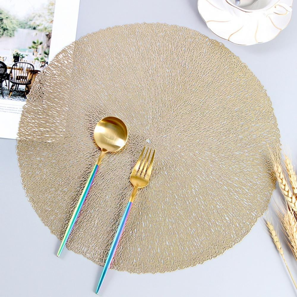 Round Glam Placemat, 15 inch Round Nonslip Heat Insulation And Anti