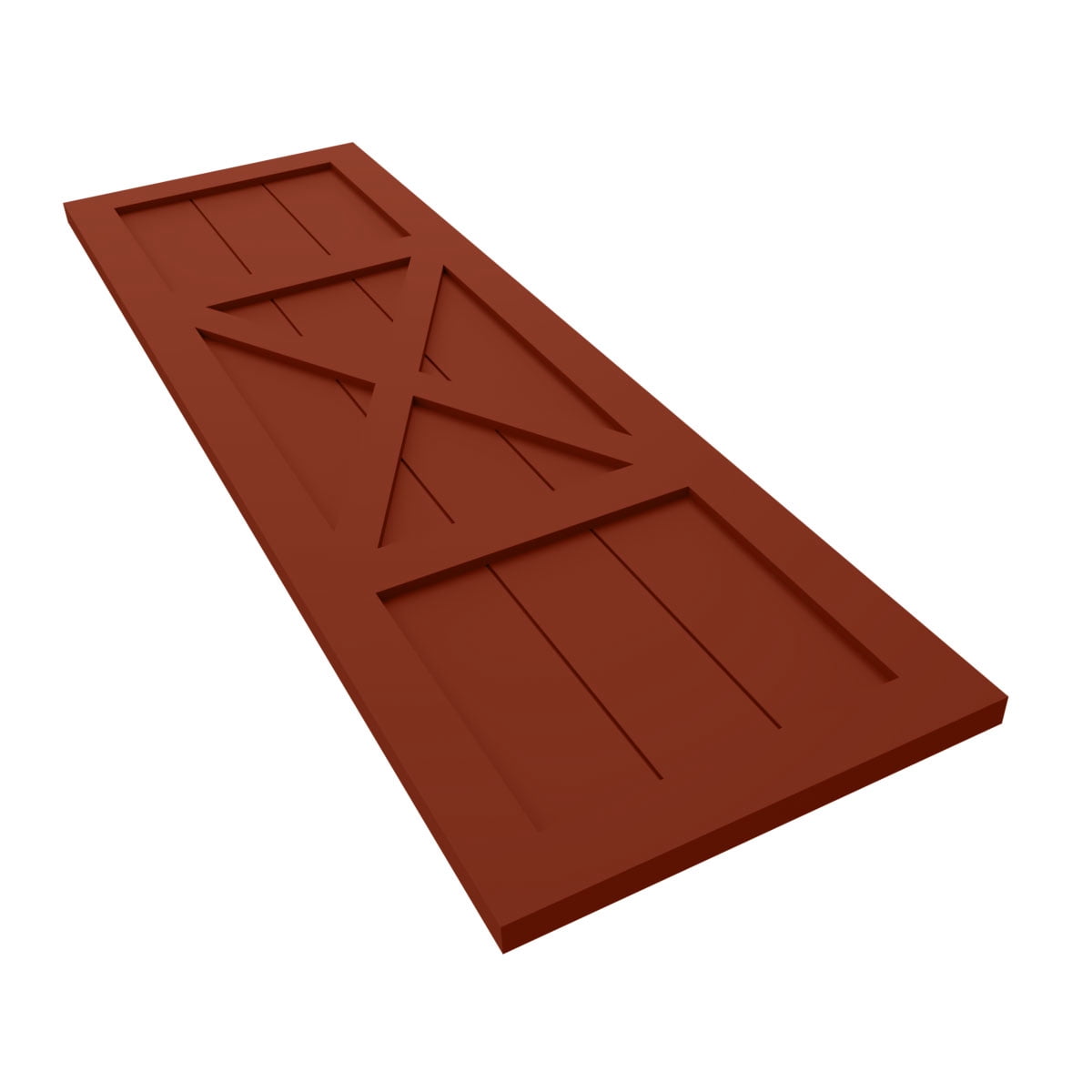 15"W x 73"H True Fit PVC Center X-Board Farmhouse Fixed Mount Shutters, Pepper Red (Per Pair - Hardware Not Included)