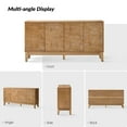 thumbnail image 4 of Tina's Home 4 Doors Storage Credenza and Sideboard Buffet Cabinet with Adjustable Shelves Solid Wood Legs Natural, 4 of 8