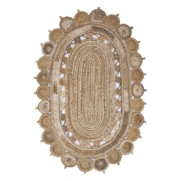 9’ Oval Shaped Natural Toned Area Rug