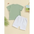 thumbnail image 3 of Bagilaanoe 2pcs Toddler Baby Boy Easter Outfits Shorts Set Short Sleeve Letter Print T Shirt Tops + Shorts 6M 12M 18M 24M 3T Kids Casual Summer Clothes, 3 of 8
