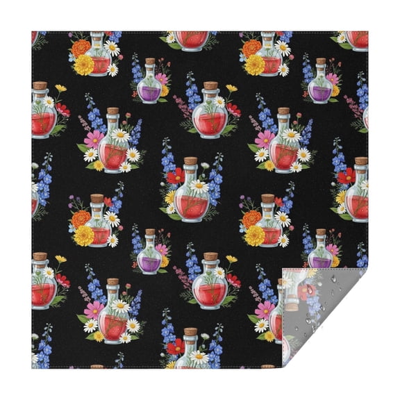 Pioneer Flower Floral Print Pattern Square Tablecloth, Waterproof Wipeable Spillproof Washable Table Cover for Home Kitchen Party Decor, 42"x42"