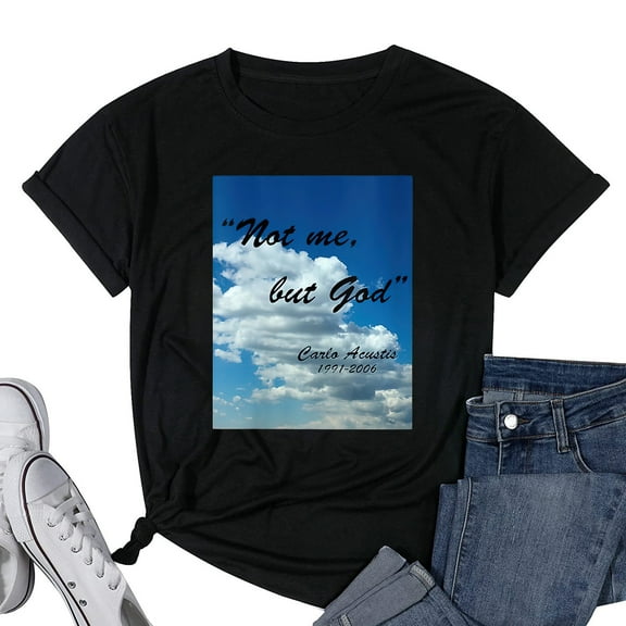 Womens Carlo Acutis Round Neck T-Shirt Black Small