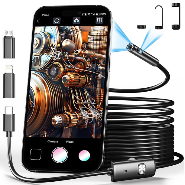 Cámara endoscópica CARPDIM de doble lente 1980P 5m para iPhone Android