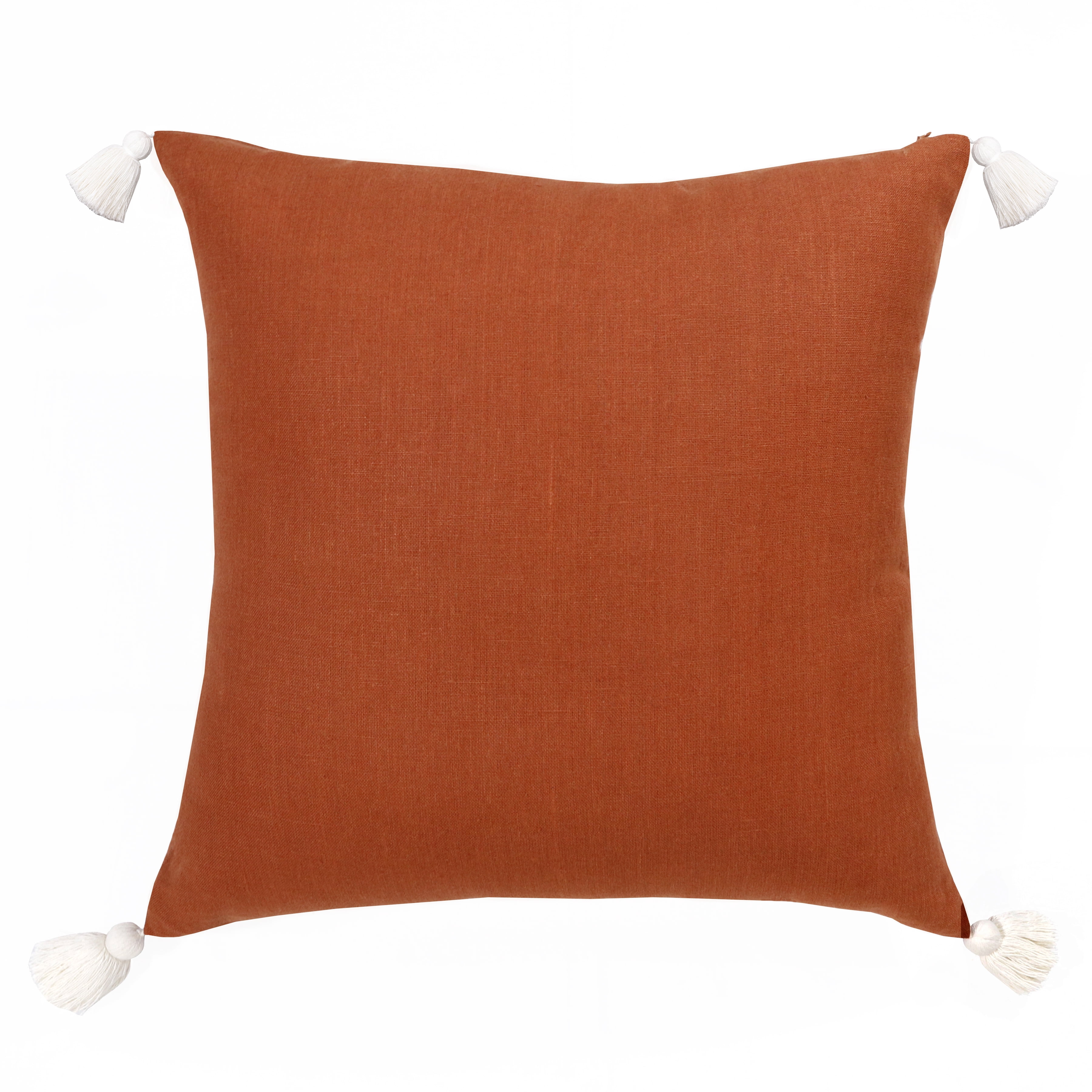 Harlow Hill Faye 20" x 20" Rust Striped Linen Adult Decorative Throw Pillow Cover