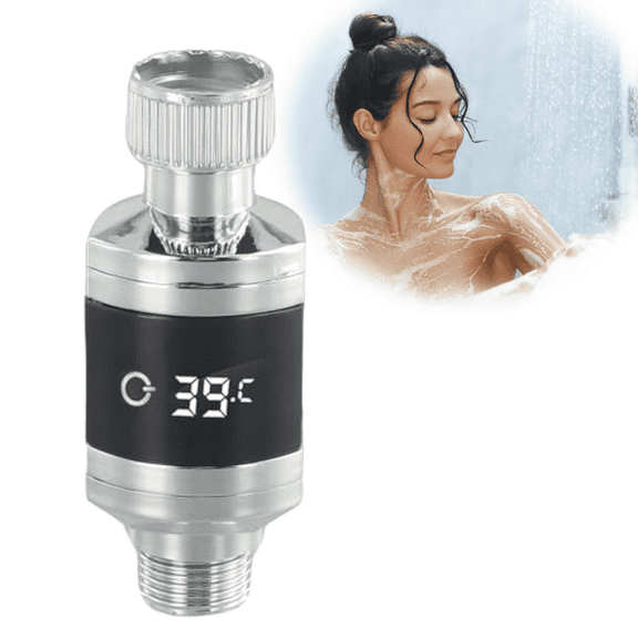 LED Shower Thermometer with Digital Temperature Display, 1/2 Inch Interface Water Temperature Monitor for Household Shower Heads , LED Digital Display Waterproof Water Thermometers Electronic