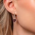 thumbnail image 3 of Gem Stone King 8.10 Cttw Red Garnet and White Lab Grown Diamond Leverback Dangle Drop Earrings for Women | 925 Sterling Silver | Gemstone January Birthstone | Heart Shape 10MM, 3 of 3