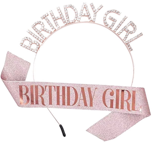 Cumpleaños para mujer, faja de cumpleaños para niña y tiara de cumpleaños para mujer, diadema para niña de cumpleaños, regalos de cumpleaños para mujer, accesorios dulces de feliz cumpleaños Vhermosa CPB-CJZ688-4