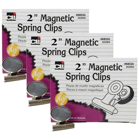 Charles Leonard Magnetic Spring Clips, 2 Inch, 36 Count