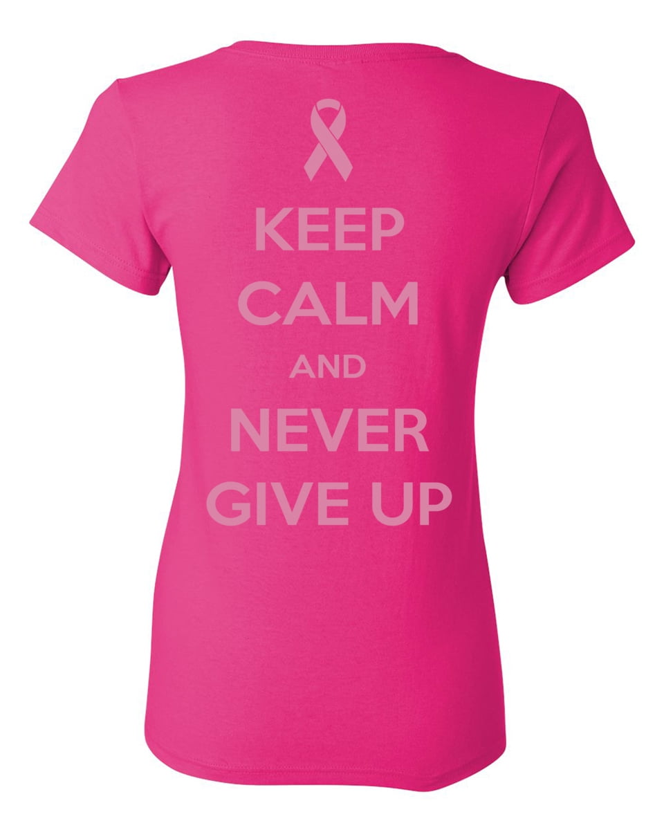Awkward Styles Breast Cancer Awareness T-Shirt Never Give Up T Shirts for  Women Back Print - Walmart.com, image size:960x1200