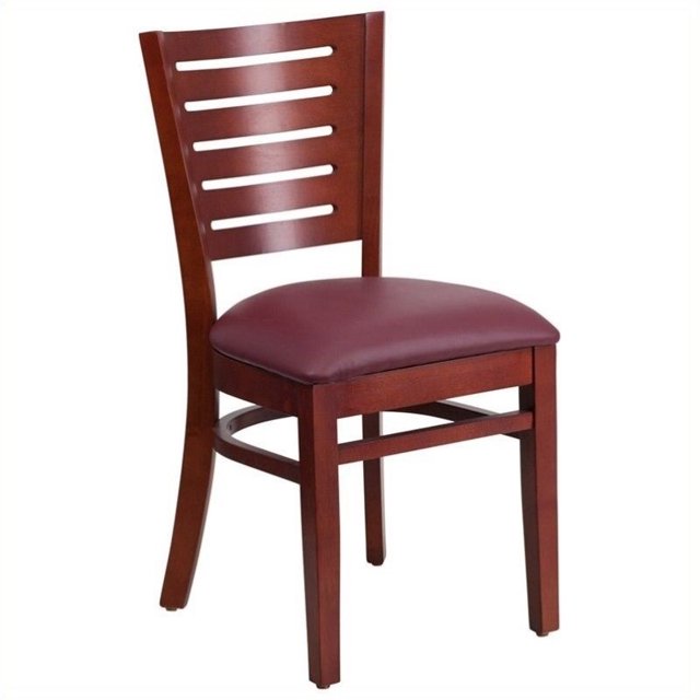Flash Furniture Darby Restaurant Dining Chair in Mahogany and Burgundy
