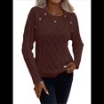 thumbnail image 1 of Suéteres de Invierno para Mujer, Suéter de Punto Moderno con Detalle de Botones y Mangas Raglán, Suéter de Moda. Café L, 1 of 8