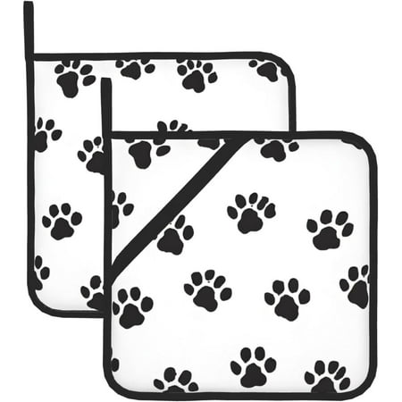 

HPINK-T Dog Paw Pattern Print Pot Holders Set of 2 Heat Non Slip Resistant Pot for Kitchen Cooking Baking Barbecue BBQ