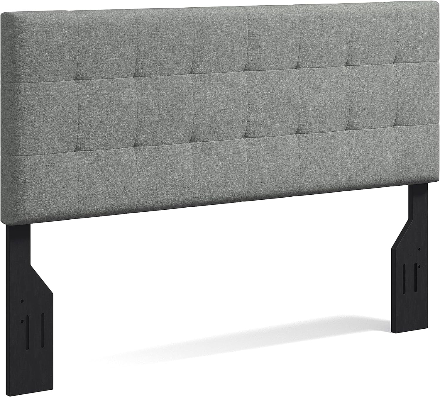 Glenwillow Home Kaya Buttonless Tufting Upholstered Headboard, Stone, Full/Queen