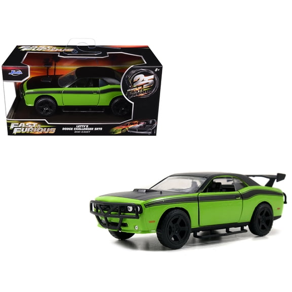 Letty's Dodge Challenger SRT8 Green w/Matt Black Top & Hood "Fast & Furious 25th Anniversary" 1/32 Diecast Car Model by Jada