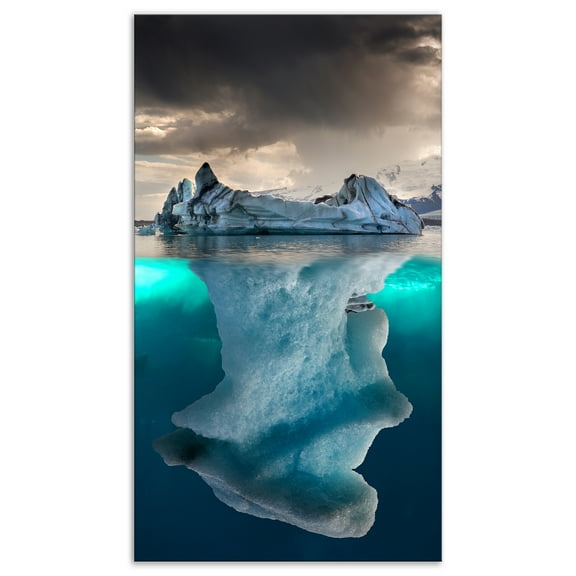 Designart 'Large Iceberg in Sea ' Seascape Photography Canvas Art Print