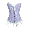 thumbnail image 1 of Corsé con ribete floral para mujer, faja de satén, lencería de jacquard con cordones azul, 1 of 9