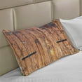 thumbnail image 2 of Rustic Knitted Quilt Pillowcover, Antique Timber Planks in Weathered Tones Locks Vintage Style Country House Picture, Standard King Size Pillow Cover for Bedroom, 30" x 20", Cream, by Ambesonne, 2 of 2