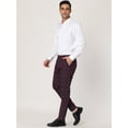 thumbnail image 4 of Pantalones de vestir a cuadros para hombre, ajustados, con frente plano, a cuadros de negocios borgoña XXL, 4 of 6