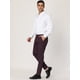 thumbnail image 4 of Pantalones de vestir a cuadros para hombre, ajustados, con frente plano, a cuadros de negocios borgoña XXL, 4 of 6