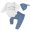 Blue, variant on Cjfdfy Newborn Baby Boy Outfit Little Brother Embroidery Long Sleeve Romper Elastic Waist Pants And Hat 3-piece Set Infant Cute Coming Home Fall Winter 0-18M 