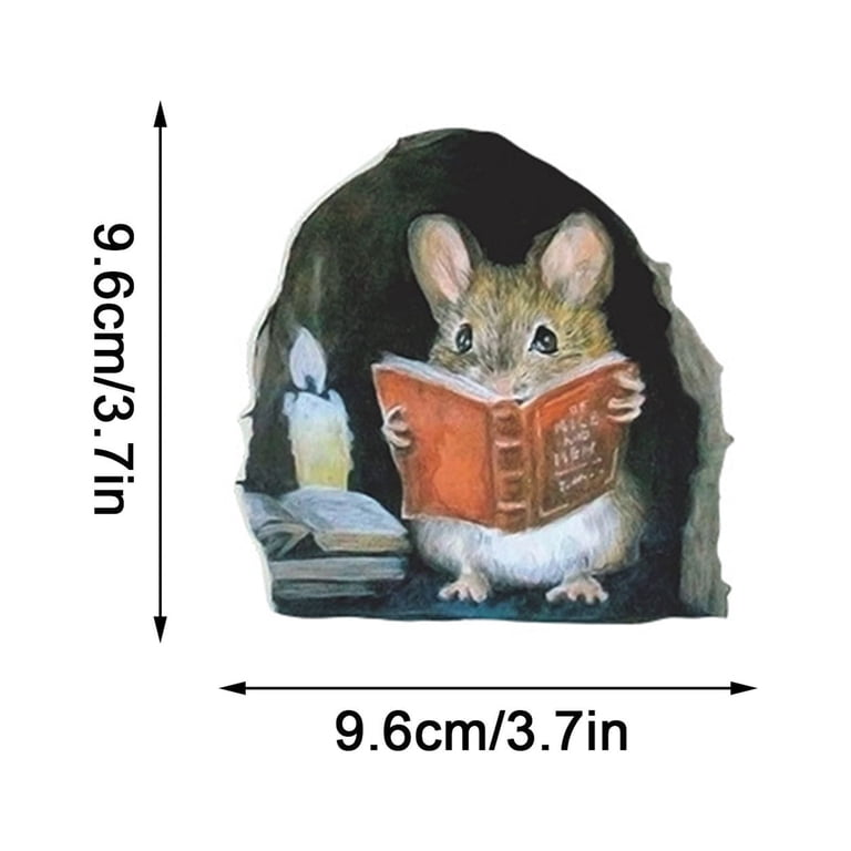 Generic Mouse Reading Book 3D Wall Decals, Peel & Stick Wall Murals, Ideal For Kids...