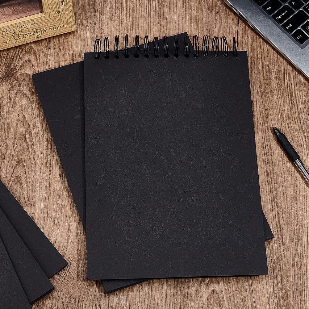 100 Pack 12 Mil Black Presentation Binding Covers 11.7x8.3 Inch A4 Leather Texture Paper Letter Size Un-Punched for Business Documents Reports Proposals Office School Black