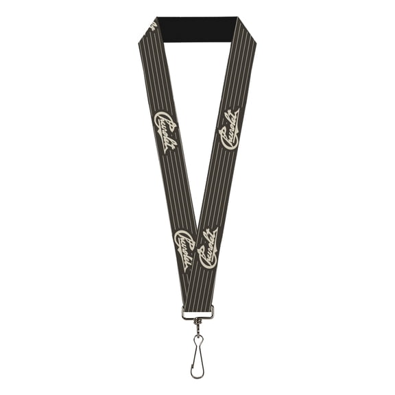 GM General Motors Lanyard, Chevrolet Heritage Script Stripe Charcoal Tan, Elastic