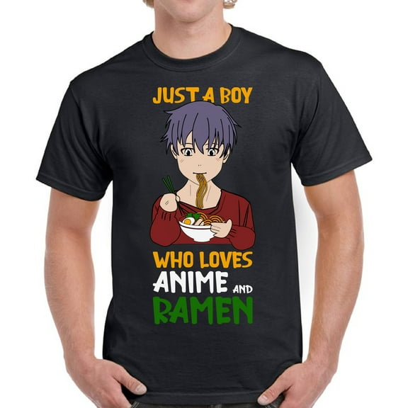 Anime Just a Boy Who Loves Anime And Ramen T-Shirt Men - S M L XL 2XL 3XL 4XL 5XL Graphic Tee - Anime Clothes Gift for Men