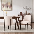 thumbnail image 5 of GNIXUU Modern Wooden Dining Chairs Set of 2, Fabric Upholstered Chair with Curved Back, Farmhouse Kitchen Chairs with Adjustable Foot Pads for Kitchen ,Living Room, Dining Room, Office,Beige, 5 of 7
