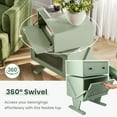 thumbnail image 5 of Heynemo Green Nightstand with LED Light Strips 360° Rotating Drawer, Modern End Table with Glass Door Storage, Wood Bedside Table Cabinet for Living Room, Bedroom, 5 of 11