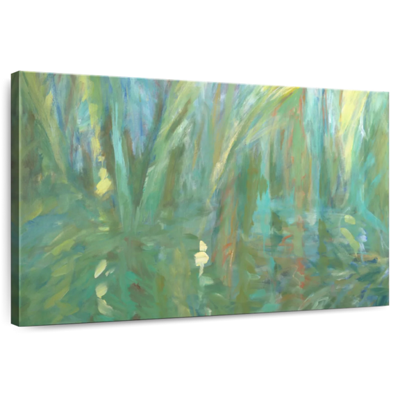Elephant Stock Trade Winds Diptych Ii Wall Art - Horizontal Canvas Wall Art - Living Room Wall Decor - Abstract Canvas - Green And Blue Decor By Suzanne Wilkins - 30" x 20"