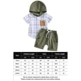 thumbnail image 2 of Trajes De Verano Conjunto de verano para bebé niño, sudadera con capucha y estampado a cuadros de manga corta + conjunto de pantalones cortos con cordones Ygjytge para Niño Blanco T L, 2 of 7