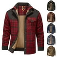 thumbnail image 4 of Ketyyh-chn99 Mens Plaid Shirt Jacket Winter Jacket Lined Warm Sweatshirts for Men Brown,3XL, 4 of 4