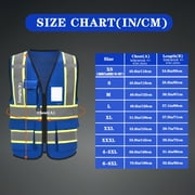 AYKRM Blue High Vis Reflective Safety Vest for Women Men Security Pocket Zipper