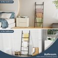 thumbnail image 6 of 5-Tier Blanket Ladder Wooden, Non-Folding 4.8FT(57.5'') Blanket Quilt Holder Rack, Easy Assembly, Rustic Farmhouse Decorative Ladder Shelf for The Living Room Bedroom Home Decor, Black, 6 of 17