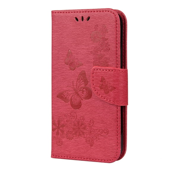 iPhone 12 mini Case Wallet, Allytech Slim Fit PU Leather Butterfly Embossed Folding Stand Folio Flip Shockproof Card Slots Wallet Case Cover for Apple iPhone 12 Mini 5.4-Inch, Rose
