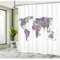 thumbnail image 5 of Ambesonne Floral Shower Curtain, World Map with Flowers, 69"Wx84"L, Lime Green Fuchsia, 5 of 5