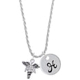 thumbnail image 1 of Delight Jewelry Silvertone Caduceus - PTA Silvertone Script Initial Disc - H - Charm Necklace, 20"+3", 1 of 4