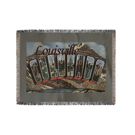 Louisville Blanket - Louisville, Colorado - Large Letter Scenes (60x80 Woven Chenille Yarn Blanket)