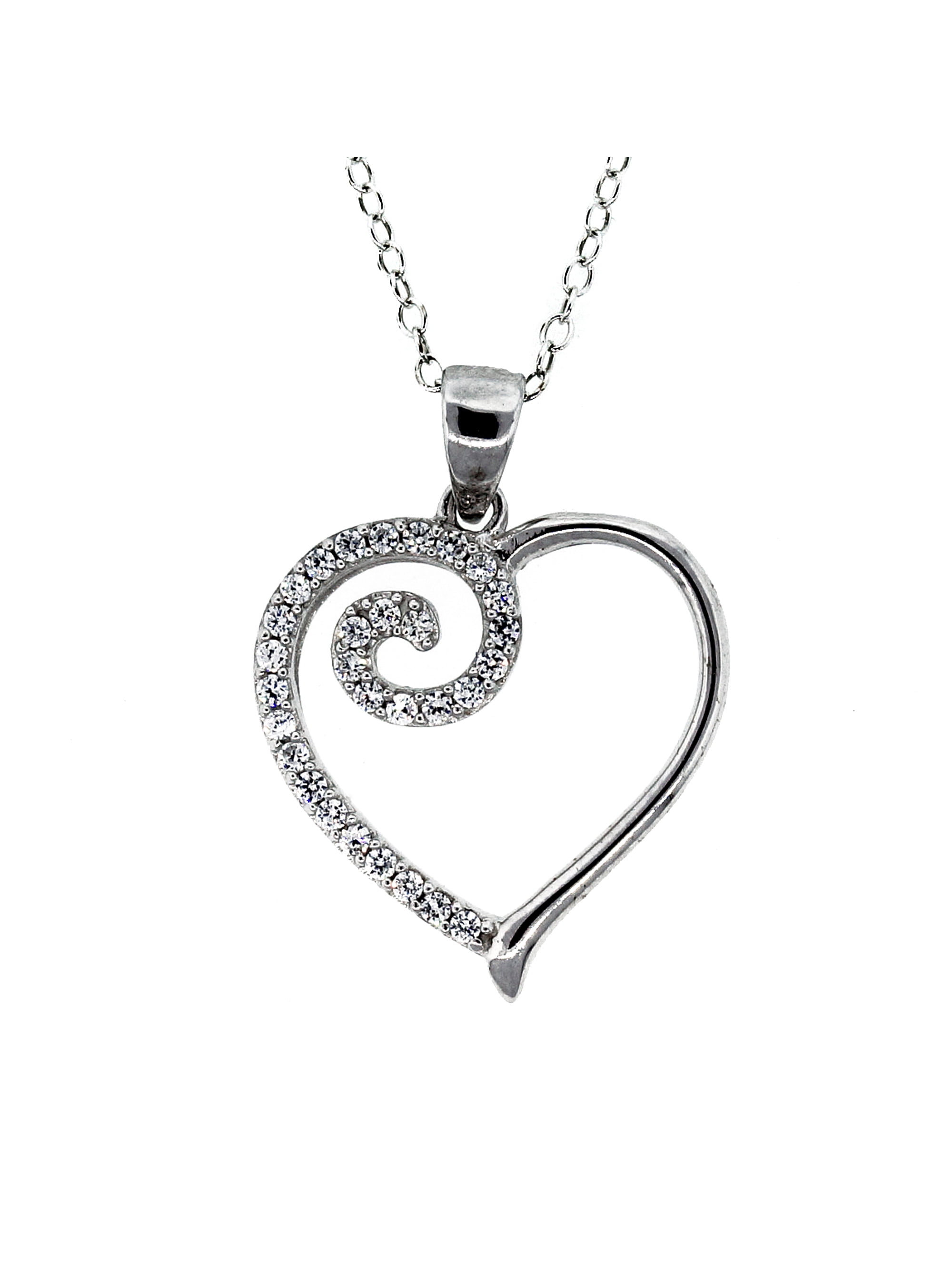 Jewelry Trends Sterling Silver Petite Swirl Heart Pendant Necklace - 18" Chain