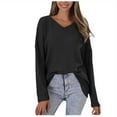 thumbnail image 2 of Tumotour Pullover for Women V-Neck Long Sleeve With Off The Shoulder Casual Loose Top 2025 Sweatshirts Blouse Tops, 2 of 6