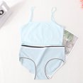 thumbnail image 2 of Kids Training Bra Girls' Two Piece Underwear Set High Waist Briefs Bra Set Solid Sports Camisole Panties Set Light Blue 13Y, 2 of 4