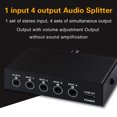 thumbnail image 3 of LYNEPAUAIO B064 1 in 4 out Audio Signal Distributor Stereo Signal Source Audio Splitter Lossless Output USB 5V Powered 3.5mm Interface, 3 of 7